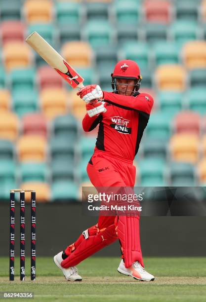 Alex Carey of the Redbacks bats during the JLT One Day Cup match between South Australia and Victoria at Blundstone Arena on October 19, 2017 in...