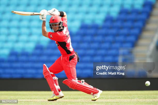 Jake Weatherald of the Redbacks bats during the JLT One Day Cup match between South Australia and Victoria at Blundstone Arena on October 19, 2017 in...