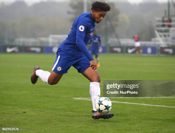 Reece James of Chelsea Under 19s during UEFA Youth League match between Chelsea Under 19s against AS Roma Under 19s at Cobham Training Ground Cobham...