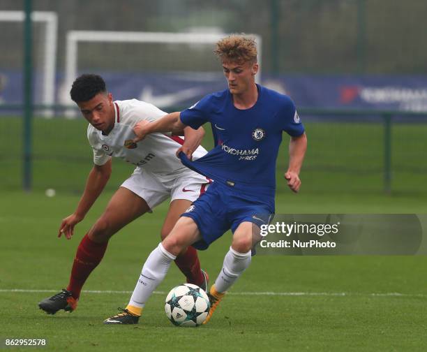 Charlie Brown of Chelsea Under 19s during UEFA YouthLeague match between Chelsea Under 19s against AS Roma Under 19s at Cobham Training Ground Cobham...