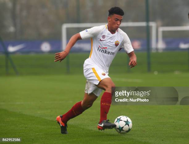 David Eugene Bouah of AS Roma Under 19s during UEFA YouthLeague match between Chelsea Under 19s against AS Roma Under 19s at Cobham Training Ground...