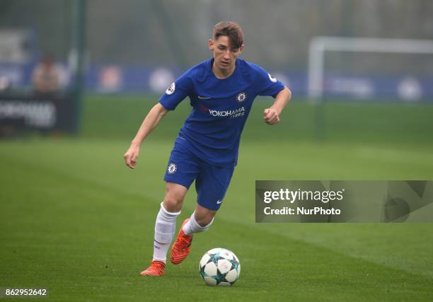 Billy Gilmour of Chelsea Under 19s during UEFA Youth League match between Chelsea Under 19s against AS Roma Under 19s at Cobham Training Ground...