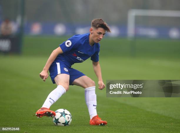 Billy Gilmour of Chelsea Under 19s during UEFA Youth League match between Chelsea Under 19s against AS Roma Under 19s at Cobham Training Ground...