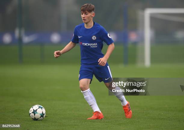 Billy Gilmour of Chelsea Under 19s during UEFA Youth League match between Chelsea Under 19s against AS Roma Under 19s at Cobham Training Ground...