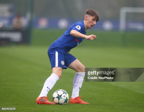 Billy Gilmour of Chelsea Under 19s during UEFA Youth League match between Chelsea Under 19s against AS Roma Under 19s at Cobham Training Ground...