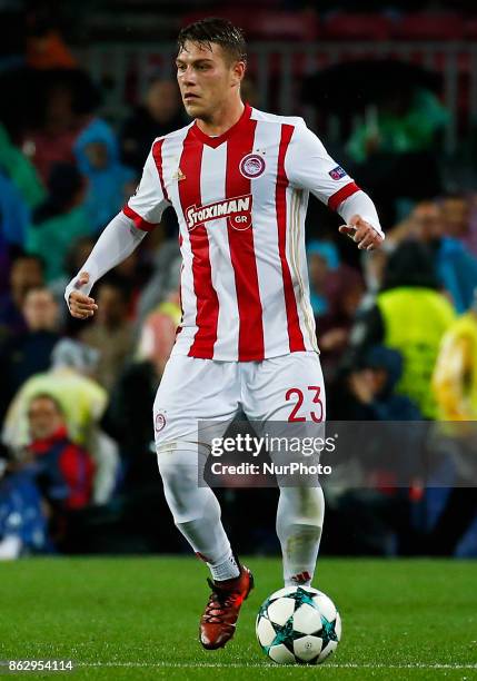 Leonardo Koutris during Champions League match between FC Barcelona v Olympiakos FC , in Barcelona, on October 18, 2017.