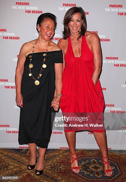 Sheila Johnson and fashion designer Donna Karan attend the 2009 Parsons Fashion benefit honoring Calvin Klein, Inc.'s Tom Murry and Francisco Costa...