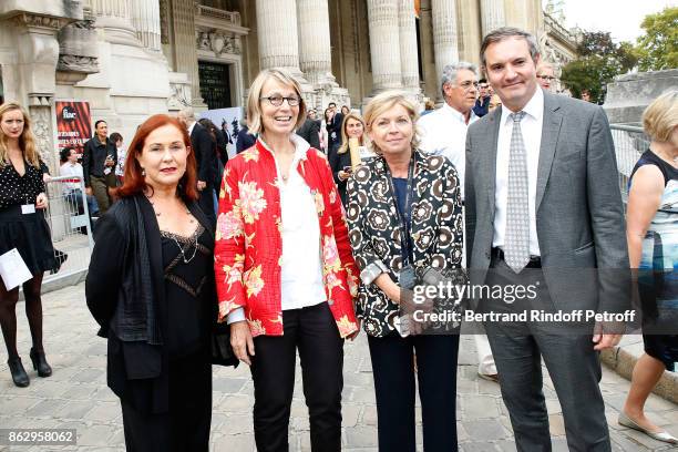 President of FIAC Jennifer Flay, Minister of Culture Francoise Nyssen, President of Reunion des Musees Nationaux Sylvie Aubac and guest attend the...