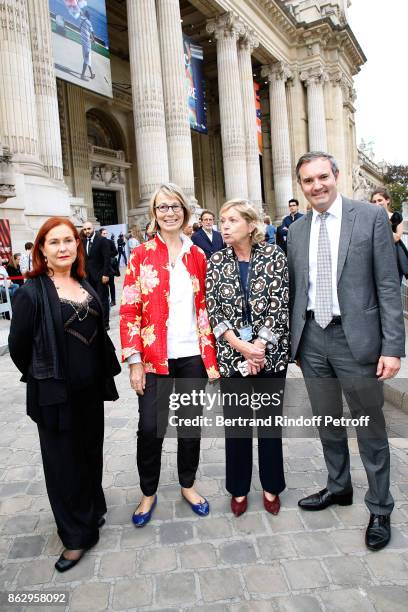 President of FIAC Jennifer Flay, Minister of Culture Francoise Nyssen, President of Reunion des Musees Nationaux Sylvie Aubac and guest attend the...