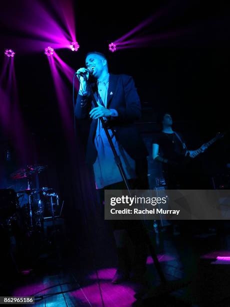 Justin Tranter performs at Justin Tranter And GLAAD Present 'Believer' Spirit Day Concert at Sayer's Club on October 18, 2017 in Los Angeles,...