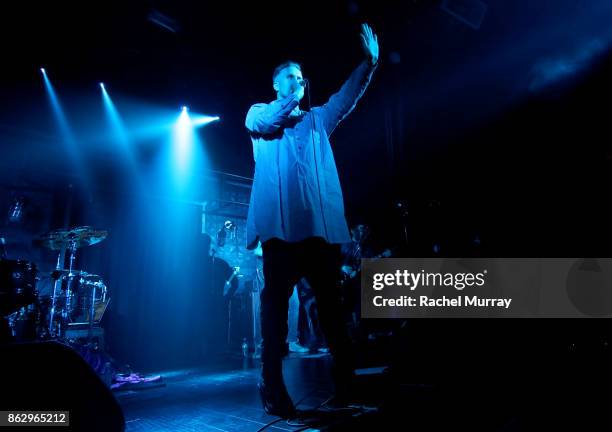 Justin Tranter performs at Justin Tranter And GLAAD Present 'Believer' Spirit Day Concert at Sayer's Club on October 18, 2017 in Los Angeles,...