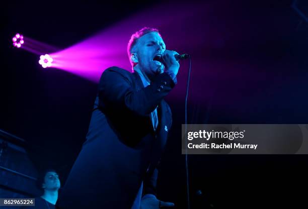 Justin Tranter performs at Justin Tranter And GLAAD Present 'Believer' Spirit Day Concert at Sayer's Club on October 18, 2017 in Los Angeles,...