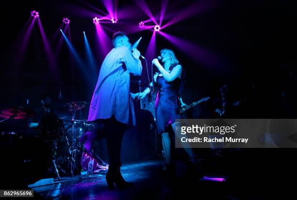 Justin Tranter and Courtney Love perform at Justin Tranter And GLAAD Present 'Believer' Spirit Day Concert at Sayer's Club on October 18, 2017 in Los...