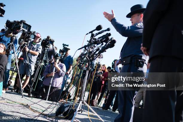 Jeffrey R. Gahler, Sheriff, Harford County, Maryland speaks to the media at a 2pm press conference. A gunman opened fire at an Edgewood Maryland...