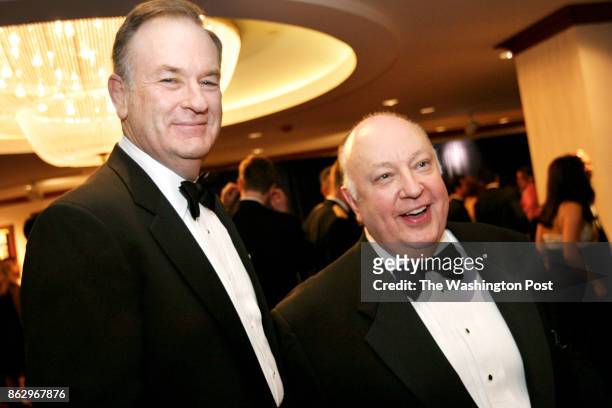 Bill O'Reilly, tv columnist, at left, shown here with Roger Ailes, Chairman and CEO of FOX tv at the Radio & TV Correspondents annual dinner held at...