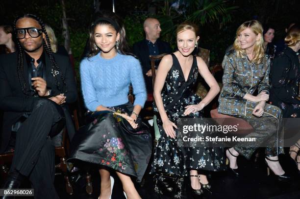 Zendaya, Kate Bosworth and Kirsten Dunst at H&M x ERDEM Runway Show & Party at The Ebell Club of Los Angeles on October 18, 2017 in Los Angeles,...