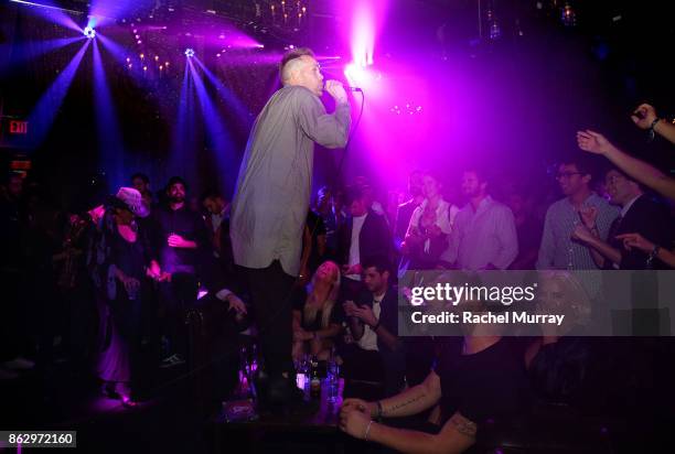 Justin Tranter performs during 'Believer' Spirit Day Concert presented by Justin Tranter and GLAAD at Sayer's Club on October 18, 2017 in Los...