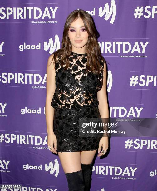 Hailee Steinfeld attends the 'Believer' Spirit Day Concert presented by Justin Tranter and GLAAD at Sayer's Club on October 18, 2017 in Los Angeles,...