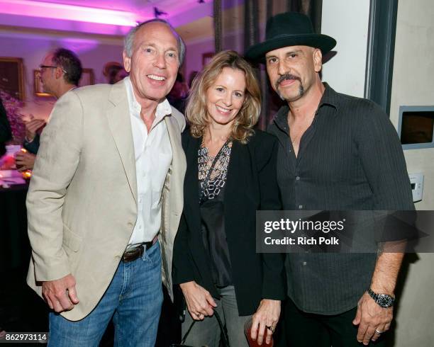 Chairman of Rhonda's Kiss Charity Marc A. Stefanski a guest and Dave Kushner attend An Evening With Rhonda's Kiss Charity at Beauty & Essex on...