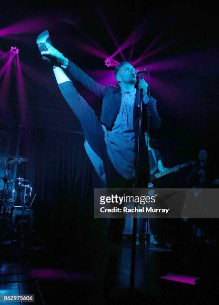 Justin Tranter performs during 'Believer' Spirit Day Concert presented by Justin Tranter and GLAAD at Sayer's Club on October 18, 2017 in Los...