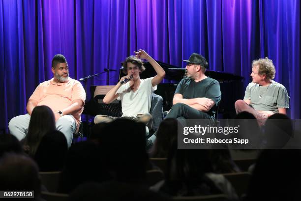 Warren "Oak" Felder, Teddy Geiger, busbee and Dave Bassett speak onstage at Chart Toppers: Songwriters/Producers In-The-Round Featuring Busbee, Dave...