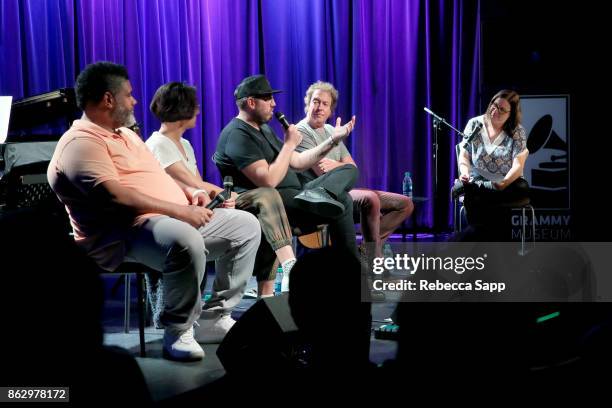Warren "Oak" Felder, Teddy Geiger, busbee and Dave Bassett speak to Shirley Halperin at Chart Toppers: Songwriters/Producers In-The-Round Featuring...