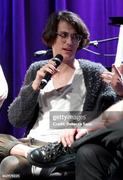 Teddy Geiger speaks onstage at Chart Toppers: Songwriters/Producers In-The-Round Featuring Busbee, Dave Bassett, Warren "Oak" Felder, And Teddy...