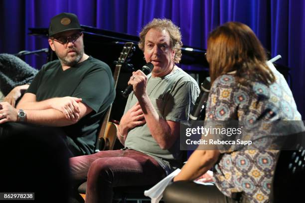 Busbee and Dave Bassett speak to Shirley Halperin at Chart Toppers: Songwriters/Producers In-The-Round Featuring Busbee, Dave Bassett, Warren "Oak"...