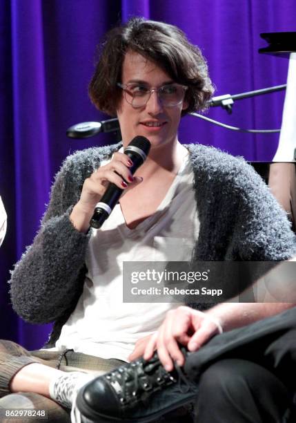 Teddy Geiger speaks onstage at Chart Toppers: Songwriters/Producers In-The-Round Featuring Busbee, Dave Bassett, Warren "Oak" Felder, And Teddy...