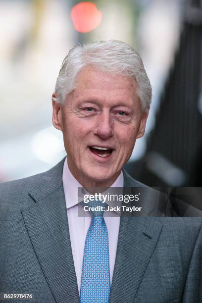 Former US President Bill Clinton arrives at Number 10 Downing Street on October 19, 2017 in London, England. Mr Clinton is meeting with British Prime...