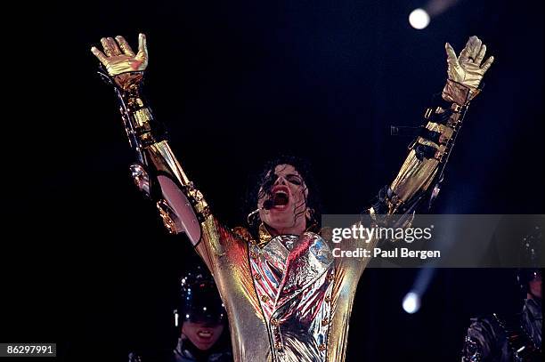 Michael Jackson performs live at The Arena in Amsterdam during the HIStory tour on September 30 1996