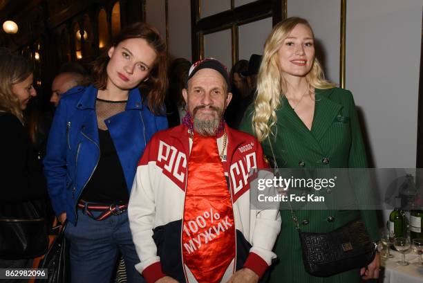 Model Maria Varso, Titus and Yana Tranier attend the Simon Bocanegra And Philippe Morillon : Exhibition At la Galerie Du Passage Pierre Passebon on...