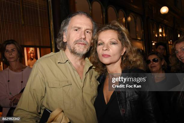 Simon Liberati and Eva Ionesco attend the Simon Bocanegra And Philippe Morillon : Exhibition At la Galerie Du Passage Pierre Passebon on October 18,...