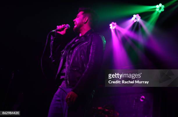 Adam Lambert performs during 'Believer' Spirit Day Concert presented by Justin Tranter and GLAAD at Sayer's Club on October 18, 2017 in Los Angeles,...
