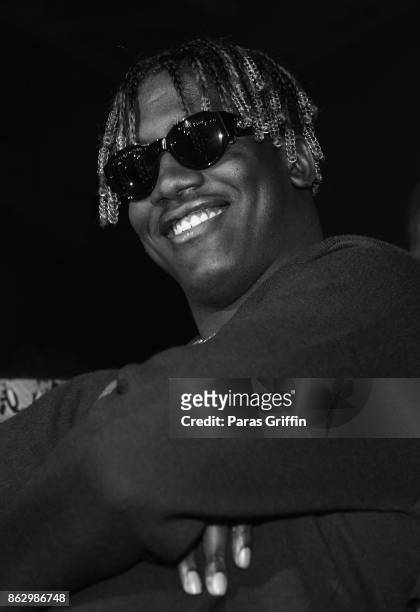 Rapper Lil Yachty onstage during Morehouse Homecoming Hip Hop Concert at Morehouse College Forbes Arena on October 18, 2017 in Atlanta, Georgia.