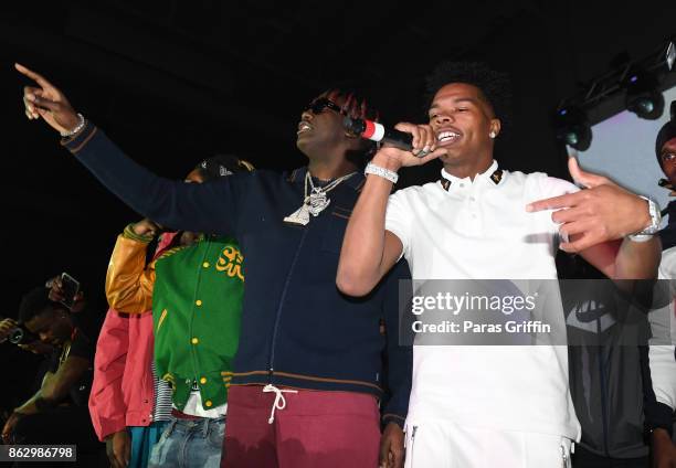 Rappers Lil Yachty and Lil Baby perform onstage during Morehouse Homecoming Hip Hop Concert at Morehouse College Forbes Arena on October 18, 2017 in...