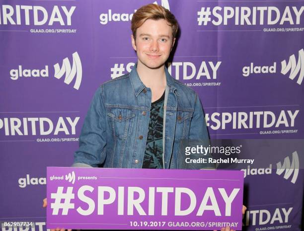 Chris Colfer attends the 'Believer' Spirit Day Concert presented by Justin Tranter and GLAAD at Sayer's Club on October 18, 2017 in Los Angeles,...