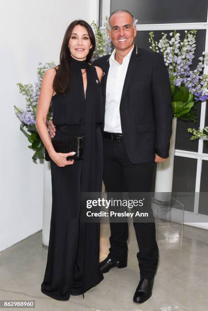 Tamara Mellon and Mark Lash attend VIP Conversation for Women's Brain Health Initiative Hosted by Sharon Stone at Gagosian Gallery on October 18,...