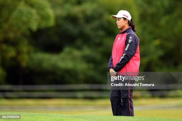 Yuting Seki of China looks on during the first round of the Nobuta Group Masters GC Ladies at the Masters Golf Club on October 19, 2017 in Miki,...