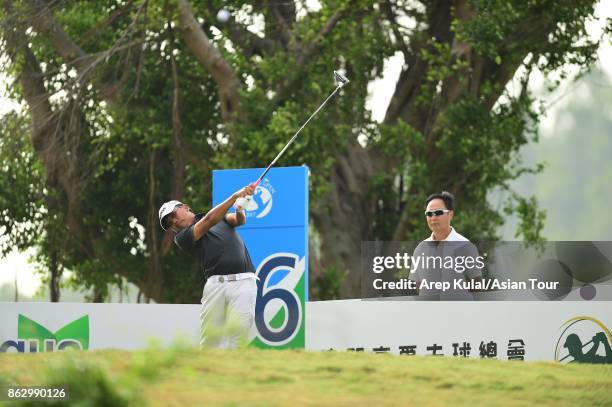 Nicholas Fung of Malaysia pictured during the first round of the Macao Open 2017 at Macau Golf and Country Club on October 19, 2017 in Macau, Macau.