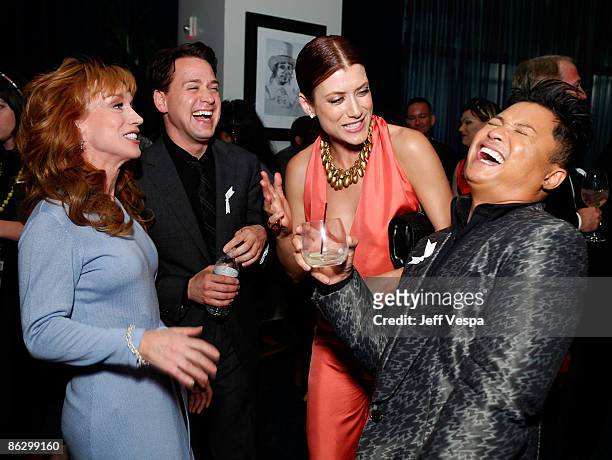 Comedian Kathy Griffin, actor T.R. Knight, actress Kate Walsh and actor/comedian Alec Mapa backstage at the 20th Annual GLAAD Media Awards held at...