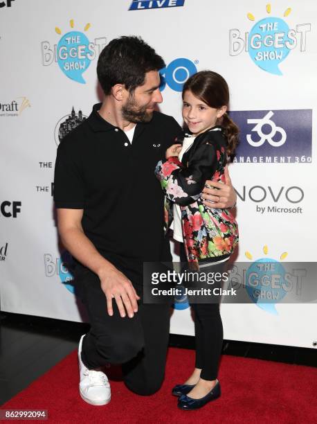 Actor Max Greenfield and daughter Lilly attend the Young Storytellers' 14th Annual Signature Event "The Biggest Show" at The Novo by Microsoft on...
