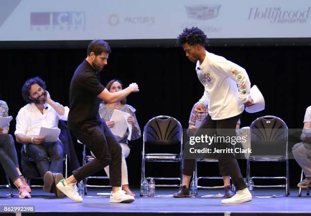 Max Greenfield and Jermaine Fowler act out a scene during the Young Storytellers' 14th Annual Signature Event "The Biggest Show" at The Novo by...