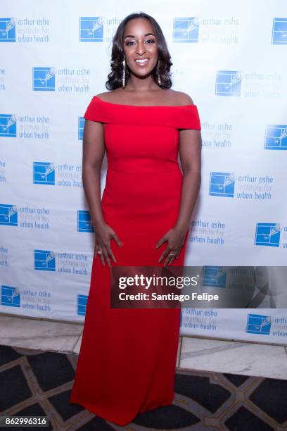 Natasha Alford attends the 23rd Annual Black Tie & Sneakers Gala Benefiting The Arthur Ashe Institute For Urban Health at the Grand Hyatt on October...