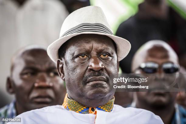 Raila Odinga, opposition leader for the National Super Alliance , looks on during a political rally in Nairobi, Kenya, on Wednesday, Oct. 18, 2017....