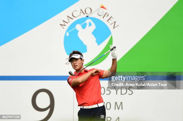 Yikeun Chang of Korea pictured during the round 1 of the Macao Open 2017 at Macau Golf and Country Club on October 19, 2017 in Macau, Macau.