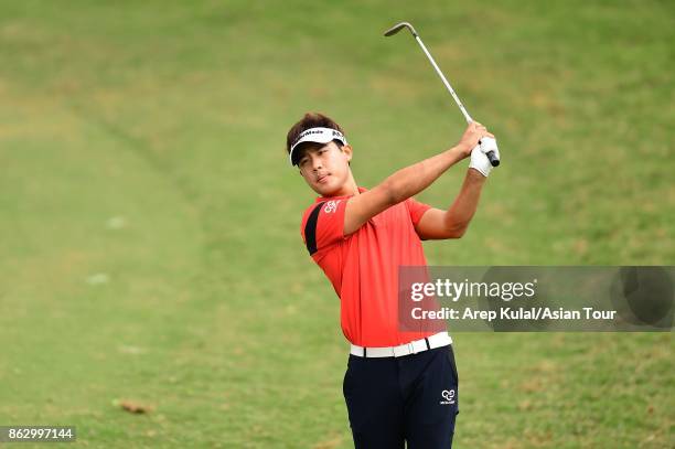 Yikeun Chang of Korea pictured during the round 1 of the Macao Open 2017 at Macau Golf and Country Club on October 19, 2017 in Macau, Macau.