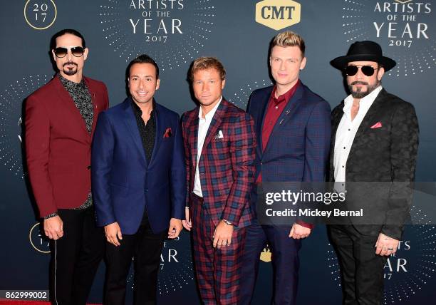 Recording artists Kevin Richardson, Howie Dorough, Brian Littrell, Nick Carter and AJ McLean attend the 2017 CMT Artists Of The Year awards at...