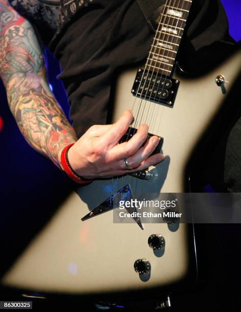 Sevendust guitarist John Connolly performs at the Marquee Theatre April 29, 2009 in Tempe, Arizona. The rock group is touring in support of the...