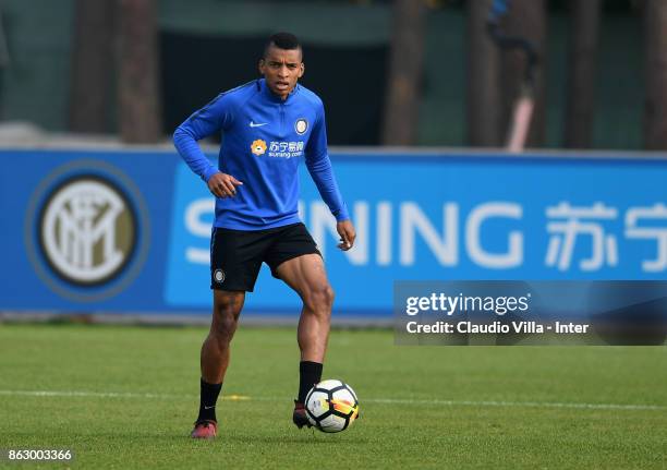 Dalbert Henrique Chagas Estevão of FC Internazionale in action during the training session at Suning Training Center at Appiano Gentile on October...